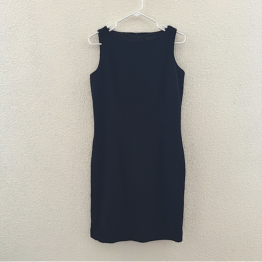 Doncaster Wool Blend Classic Sheath Black Dress Minimalist Career Office Work 4